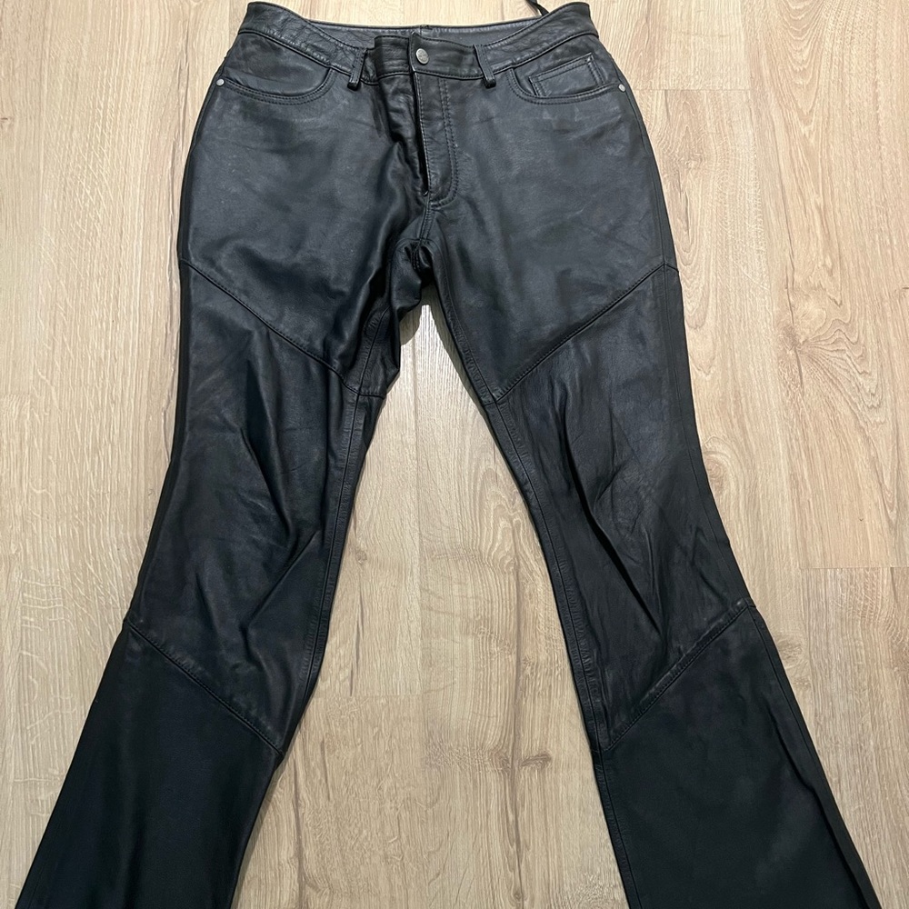 Harley Davidson women’s leather jeans, size 6